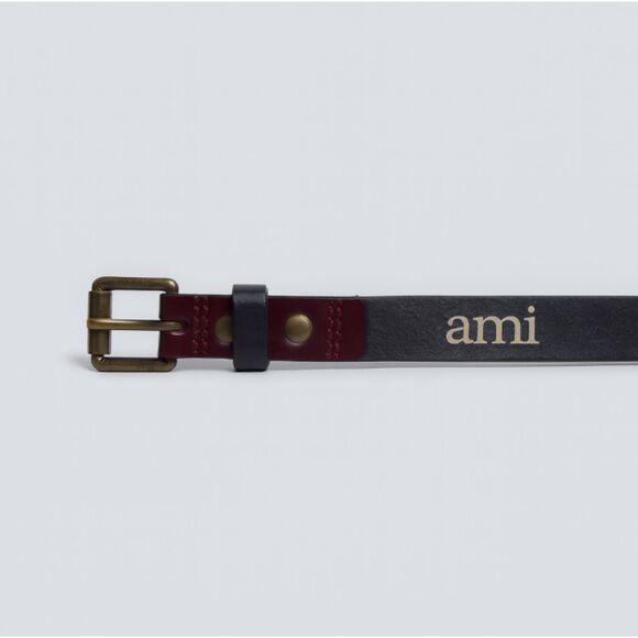 Ami Paris Women’s Leather Belt T2 Burgundy Brass Buckle 46" Made in Portugal - Picture 3 of 7